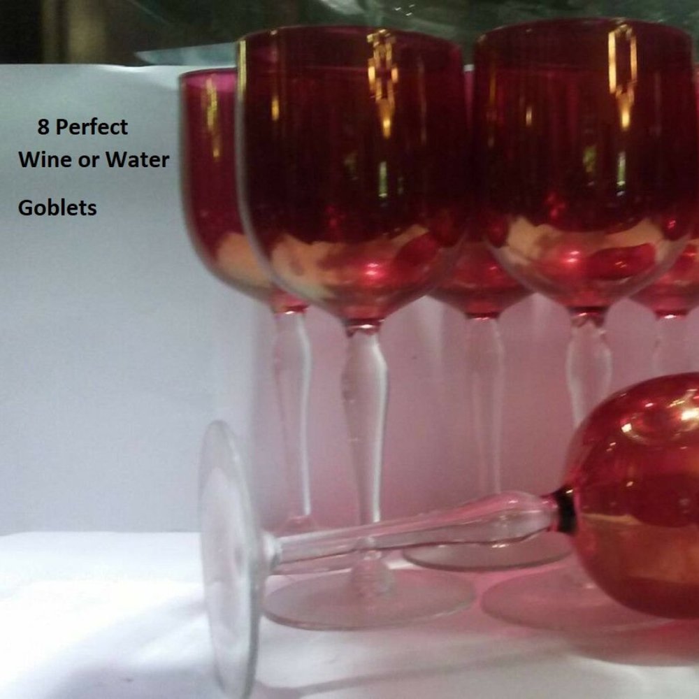 cranberry goblets wine water tea depression glass - Picture 1 of 5